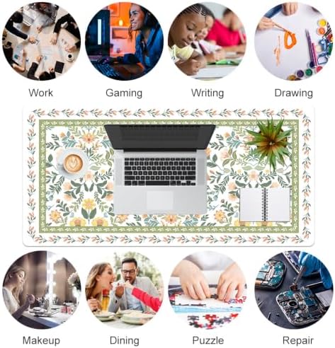QIYI PU Leather Large Mouse Pad, Waterproof Desk Mat, 31.5" x 15.7", Garden