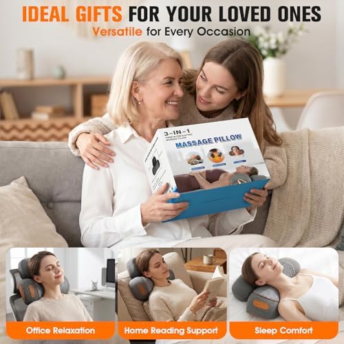FunBy Neck Massager Pillow with Heat,Neck Pillow Massager for Pain Relief
