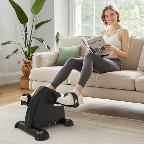 FITKS360 Under Desk Elliptical & Mini Exercise Bike - Seated Electric Leg Exerciser Under Table Oval Electric - Seniors Sit Exerciser Fully Assembled Pedal