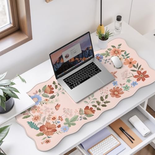 HAOCOO Cute Desk Pad for Desktop Setup, Large Keyboard Mat(Light Pink)