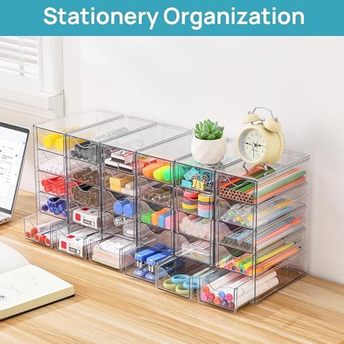 Vtopmart Acrylic Desk Organizer with 30 Drawers for Office, Makeup, Crafts