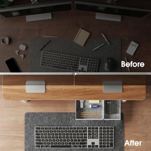 Fenge 42.5" Dual Monitor Stand with Storage Drawer & Solid Wood Legs