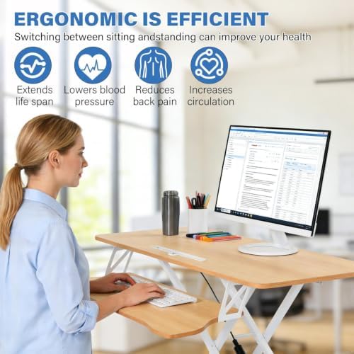 37" Height Adjustable Standing Desk Converter, Stand up Desk Riser