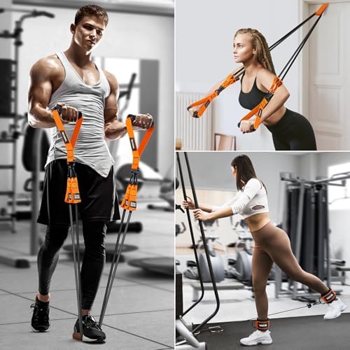 Heavy Resistance Bands for Working Out, 300lbs/360lb/420lb Exercise Bands Workout Bands with Handles, Door Anchor, Ankle Straps, Home Gym Workout Equipment for Men Fitness Strength Training Stretching