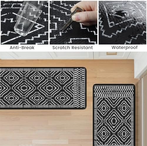 KIMODE Anti Fatigue Kitchen Mat for Floor Cushioned,Kitchen Rugs Sets of 2