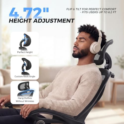 CYKOV Ergonomic Office Chair with Footrest, Reclining Mesh Back, 350 Lbs