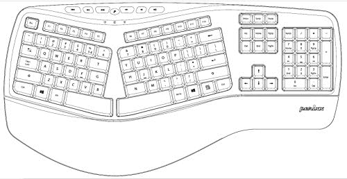 Perixx PERIBOARD-312 Ergonomic Backlit Keyboard - Wired USB with 2 Hubs - Natural Split Design - White LED - Black