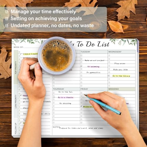 TREES Weekly To-Do List Notepad, 52-Week Desk Planner Organizer, 8.5" x 11"