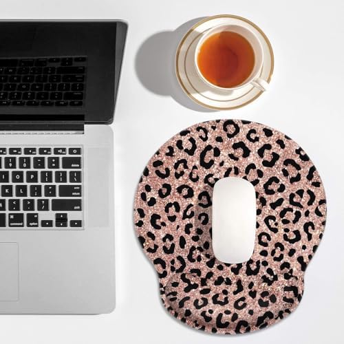 Britimes Ergonomic Mouse Pad with Wrist Support, Rose Leopard
