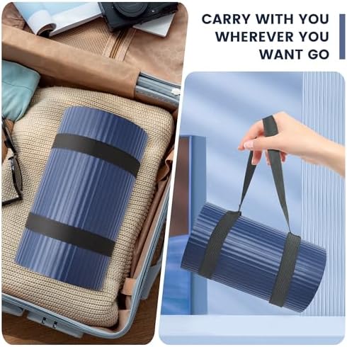 Yoga Knee Pad Cushion, 24 x 9.8 x 0.8 in Thick Mini Yoga Mat, Odor-Free NBR Workout Mat with Storage Strap, Small Exercise Mat for Yoga, Pilates, Kneeling, Planks & Home Gym