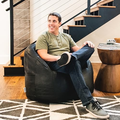 Big Joe Milano Beanbag Chair with Vibe Black Montana Leather