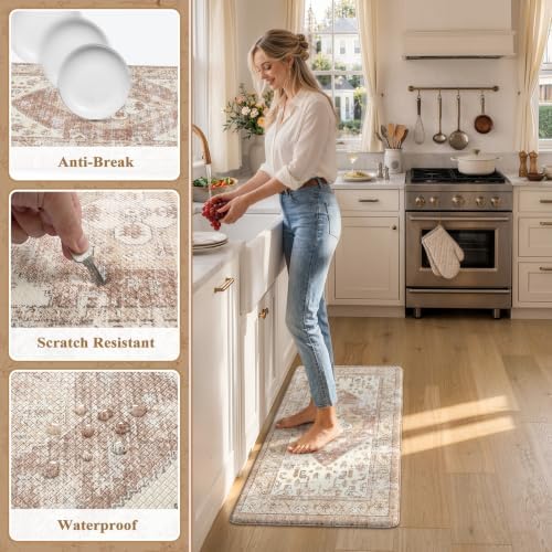 KIMODE Kitchen Mats Cushioned Anti Fatigue, 20"x39" Farmhouse Kitchen Rug