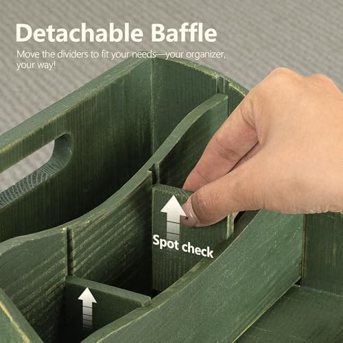 Rebee Vision Wooden Countertop Mail Organizer for Desk with 4-Slot, Green