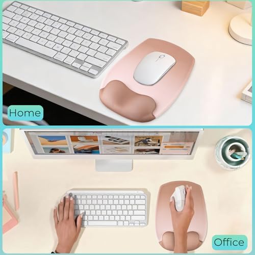 Mouse Pad with Wrist Rest Support, Ergonomic Mousepad with Comfortable Gel Cushion, Gaming Mouse Pad with Smooth Lycra Surface & Non-Slip PU Base, for Home Office Computer Laptop, Brown