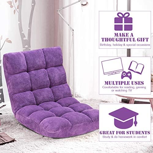 GIANTEX Floor Chairs for Adults, Floor Gaming Chair w/Back Support (Purple)
