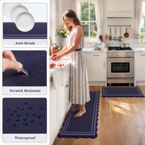 KIMODE Anti Fatigue Mats for Kitchen Floor,Farmhouse Kitchen Rugs Sets of 2