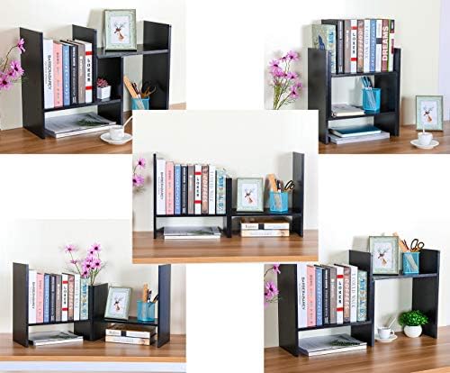 PAG-Mass Desktop Bookshelf Freestanding Wooden Countertop Bookcase Accessories Organizer Display Rack Dorm Desk Storage Shelf