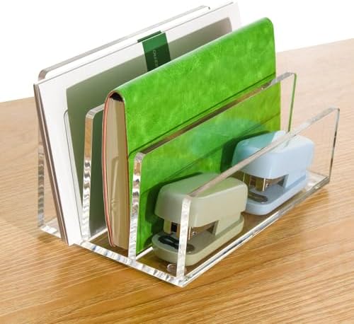 Clear Acrylic 3 Compartment Mail & Letter Organizer for Desk