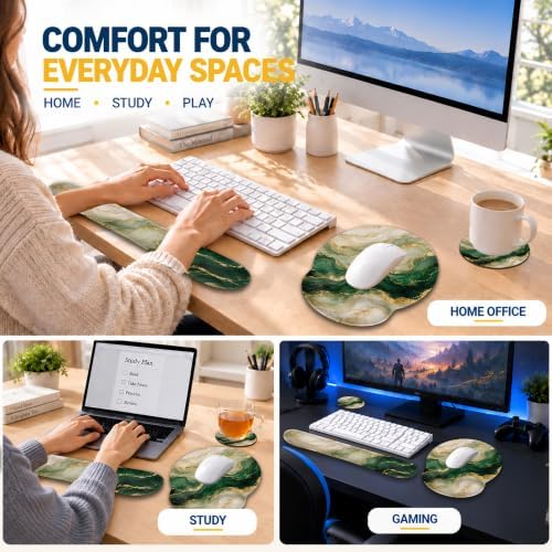 Mouse Pad with Wrist Rest, Keyboard Support and Coaster