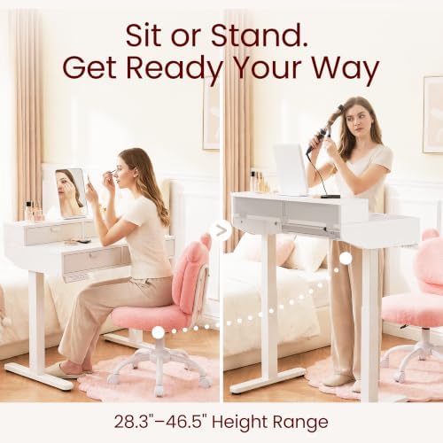 HUANUO 39-Inch 4 Drawers Electric Standing Vanity Desk