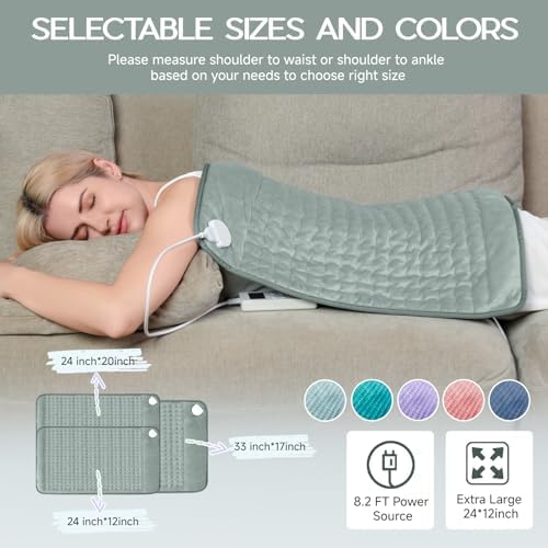 Heating Pad for Back Neck Shoulders Abdomen, Fast Heating Electric Heat Pad Dry Moist Therapy, Auto Shut Off Timer, Gray - Mother’s Day Gifts for Mom Women, Father’s Day Gift for Dad