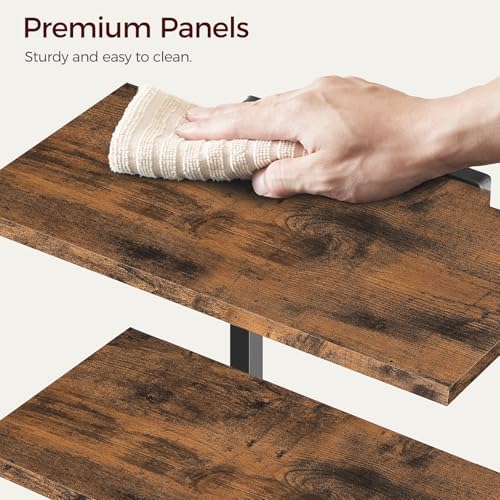 MAHANCRIS Clamp On Desk Organizer, 3-Tier Desktop Bookshelf, Adjustable Desk Storage Shelf, Metal Frame, for Office, Study and Game Room, Rustic Brown DSHR3601
