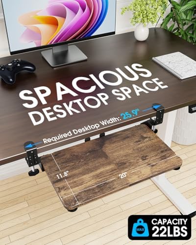 Small Keyboard Tray Under Desk, Pull Out Keyboard & Mouse Tray for Typing