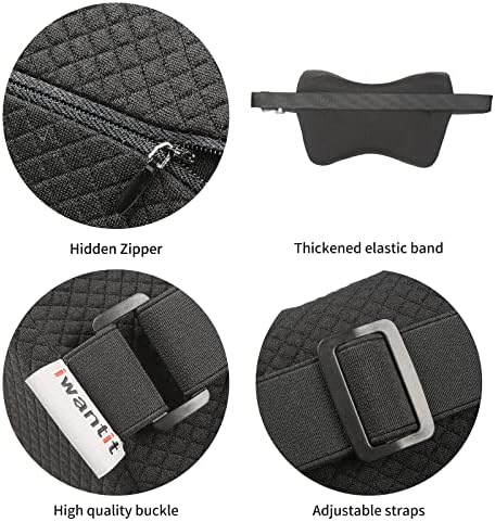 iwantit® Car Neck Pillows with Memory Foam, Neck Supporting for Long Time Driving, Adjustable Straps and Comfy Outer Cover(Black,1Package, Large Size)