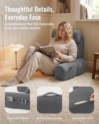 Blissful Diary Reading Pillow with Adjustable Neck & Lumbar Support, 21"