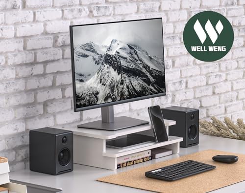 16.5” Bamboo Monitor Stand with Phone & Tablet Holder Desk Shelf