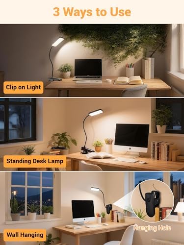 Clip on Light,45 Modes Dimmable+450 Lumen 48 LED Desk Lamp with Clamp Light