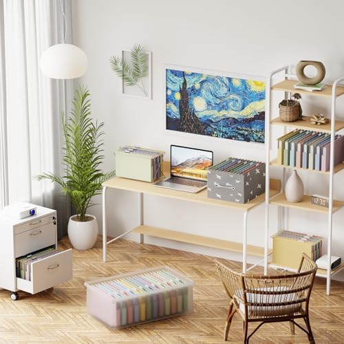 Plastic Hanging File Folders Legal Size,Heavy Duty 1" Expandable Filing Cabniet Folder with Tabs,12 Pack Sturdy Hang Folder for File Frame/File Box,Pastel Color Hanging File Organizer