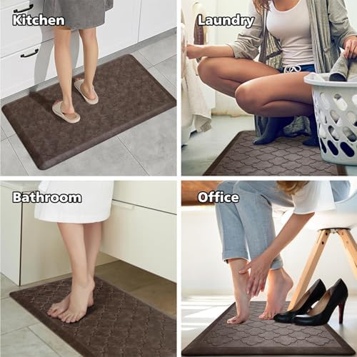 WISELIFE Kitchen Mat Cushioned Anti Fatigue Floor Mat, 17.3"x39", Brown