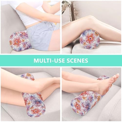 Yuiboo Bolster Pillow for Legs Massage Table Funny Sea Anemone White Neck Roll Pillow Memory Foam 5.5" x 17" Small Round Pillow Insert Pillow Roller Round Pillow Covers with Zipper