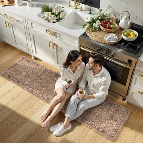 KIMODE Anti Fatigue Mats for Kitchen Floor, Boho Vintage Kitchen Runner Rug