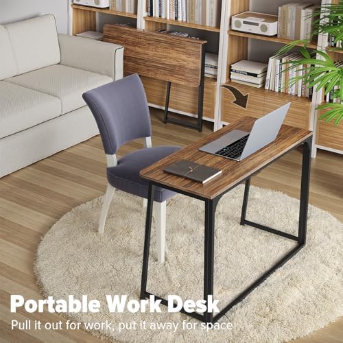 WOHOMO Folding Desk, 39.4" Foldable Computer Table for Small Spaces, Walnut