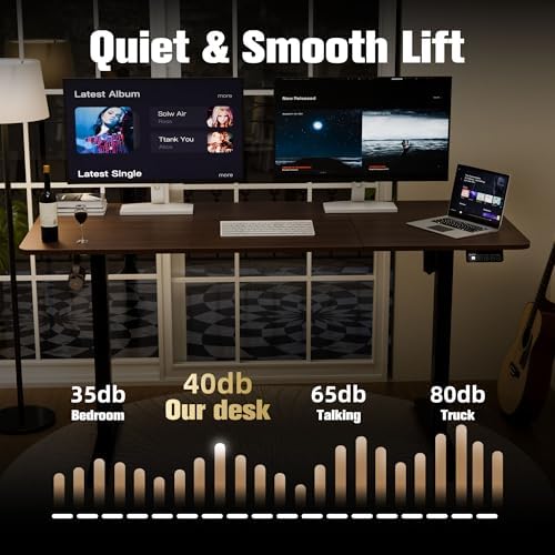 55"x24" Standing Desk, Height Adjustable Sit-Stand Home Office, Walnut