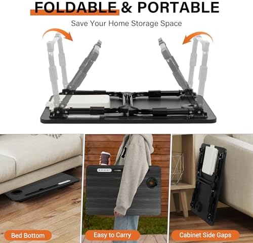 Lap Desk for Bed Adjustable Height with USB Port 23.6" x15.7" Desktop