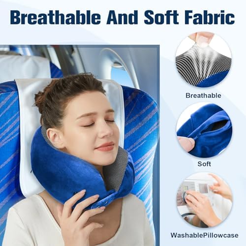 Cirorld Neck Pillow for Traveling, Travel Pillows for Airplanes Dark Blue
