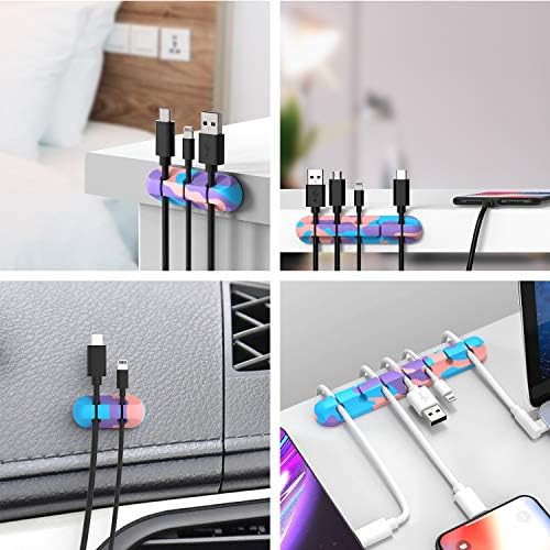 INCHOR Cable Organizer, Cord Organizer Cable Management, Cable Clips USB Cable Holder Wire Organizer Cord Clips,(5, 3 Slots Colourful)