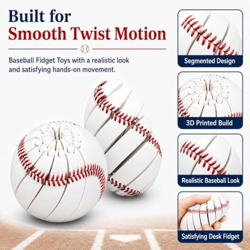 Baseball Fidget Toys for Adults, 3D Printed Twist Ball for Stress Relief