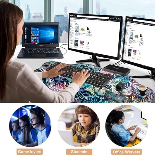 Mouse Pad with Wrist Support + Desk Mat + Coaster 3 in 1 Set, XXL Large Gaming Mousepad Ergonomic Mouse Pads for Desk Computer Laptop Office,Mandala in Galaxy
