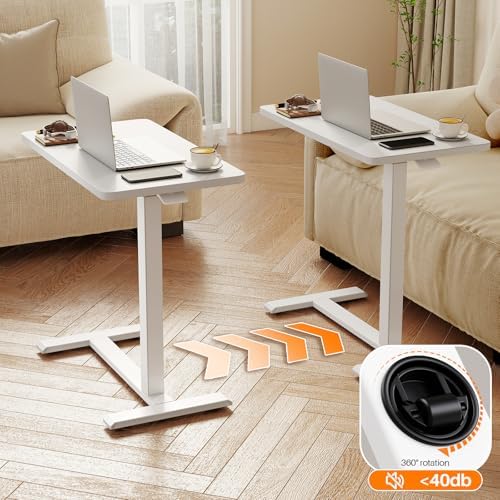ROMOON Over Bed Table with Wheels, Height Adjustable Hospital Bedside Table