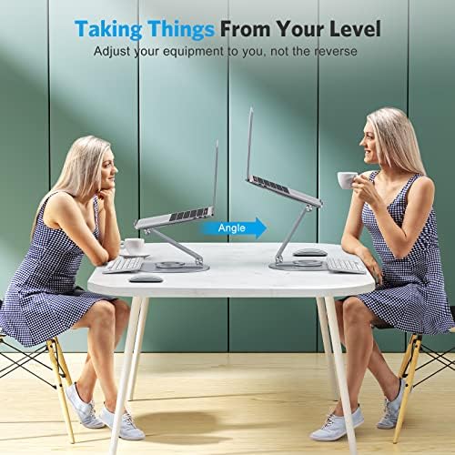 OMOTON Adjustable Laptop Stand for Desk 360° Rotating Base 17" Cool Grey