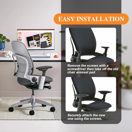 Replacement Arm Pads Caps for Steelcase Leap V2 Office Chair, Ergonomic Comfortable Foam Padding, Office Chair Arm Pads Replacement(Black)