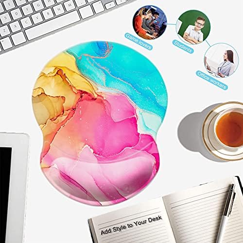 Mouse Pad with Wrist Support, Non Slip Mousepad Wrist Rest for Office, Computer, Laptop & Mac-Comfortable & Lightweight Ergonomic Support Mouse Mat(Wrist-Colorful Marble)