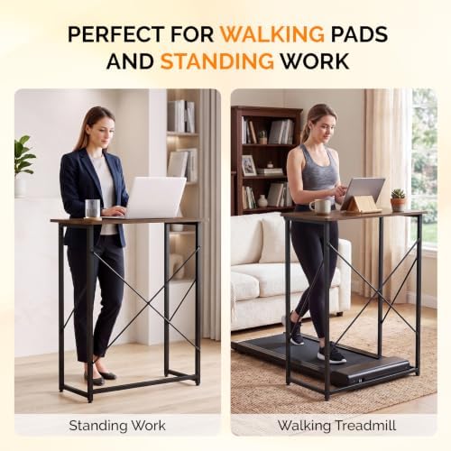VINGLI 31.5" Folding Desk for Small Spaces, Standing Laptop Desk, Brown