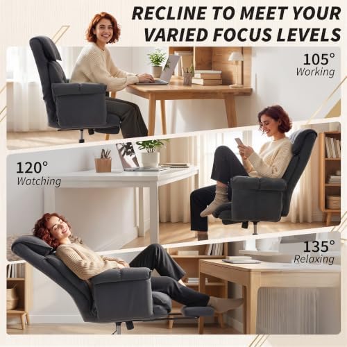 HOMCOM Executive Office Chair Comfy with Foot Rest Reclining Dark Gray