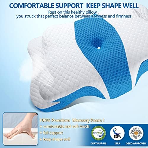 CHxxy Memory Foam Pillows, Cervical Pillow for Neck & Shoulder Pain Relief