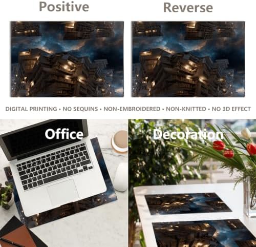 Infinite Library Nebula Shelves Placemats, Floating Books Cosmic Backdrop Place Mats for Dining/Kitchen Table Waterproof Washable Linen Heat Insulation Dinner Table Mats 12X18 in 6 Pcs